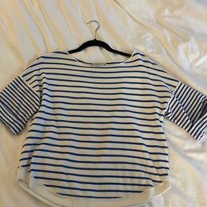 Zara white and blue striped sweater